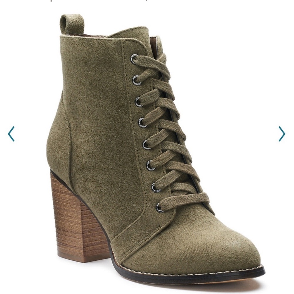 CANDIES Olive Green FAUXSuede Ankle Boots SIZE 10M